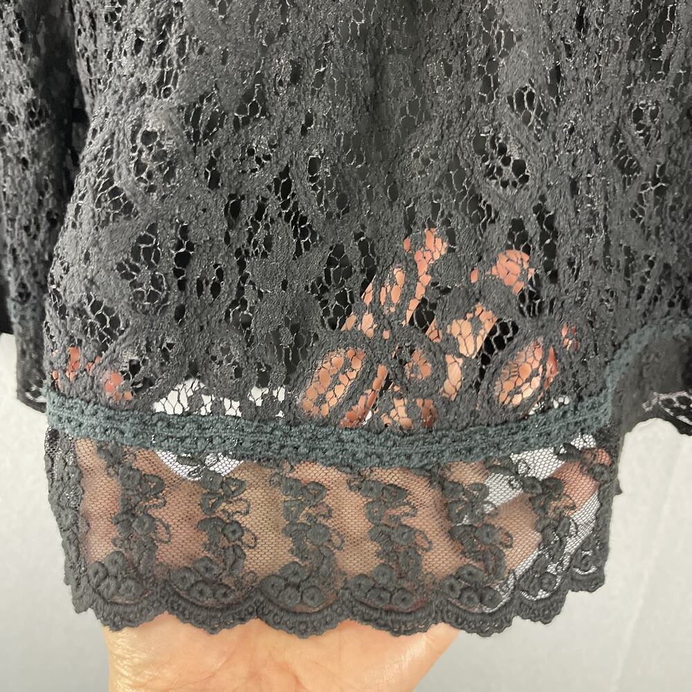 Whimsigoth Fairy Witchy Dress Womens Medium Black Lace Sheer Ruffle Goth Grunge - Picture 4 of 16